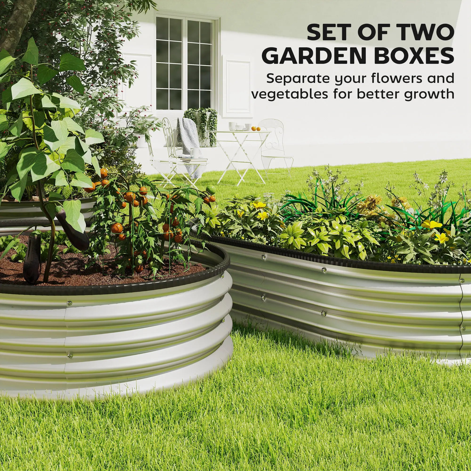 2Pcs Galvanized Raised Garden Bed, 5x3x1 ft, Silver Galvanized Planter Boxes at Gallery Canada