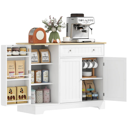 Modern Sideboard Cabinet, 41" Kitchen Buffet with Drawer, Adjustable Shelf, White Bar Cabinets White, Oak at Gallery Canada