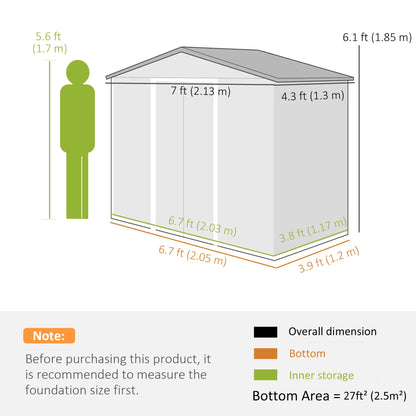 7' x 4' x 6' Garden Storage Shed, Metal Tool House, Light Green Sheds at Gallery Canada