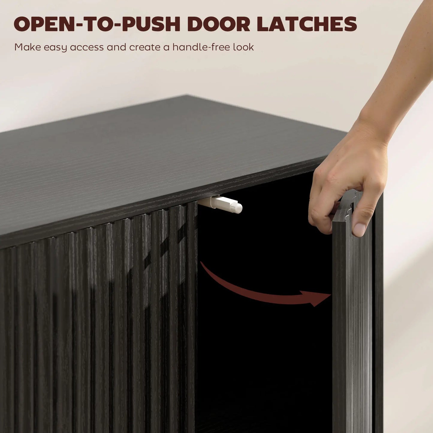 Buffet Cabinet with Storage, Modern Fluted Sideboard, Black Bar Cabinets at Gallery Canada