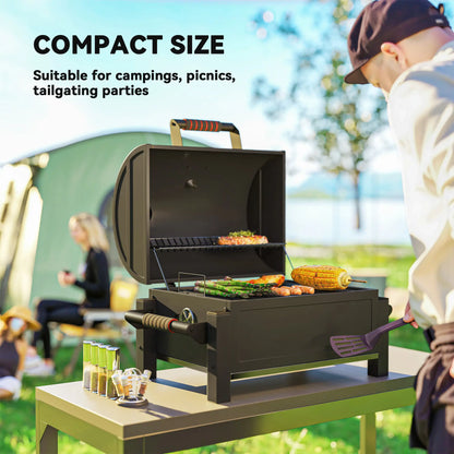 Portable Tabletop Charcoal Smoker, Ash Catcher, Thermometer, Black Charcoal BBQ Grils at Gallery Canada