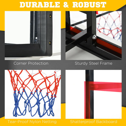 Wall Mounted Basketball Hoop, 43'' x 30'' Shatter Proof Backboard, Indoor Outdoor, Black Basketball at Gallery Canada