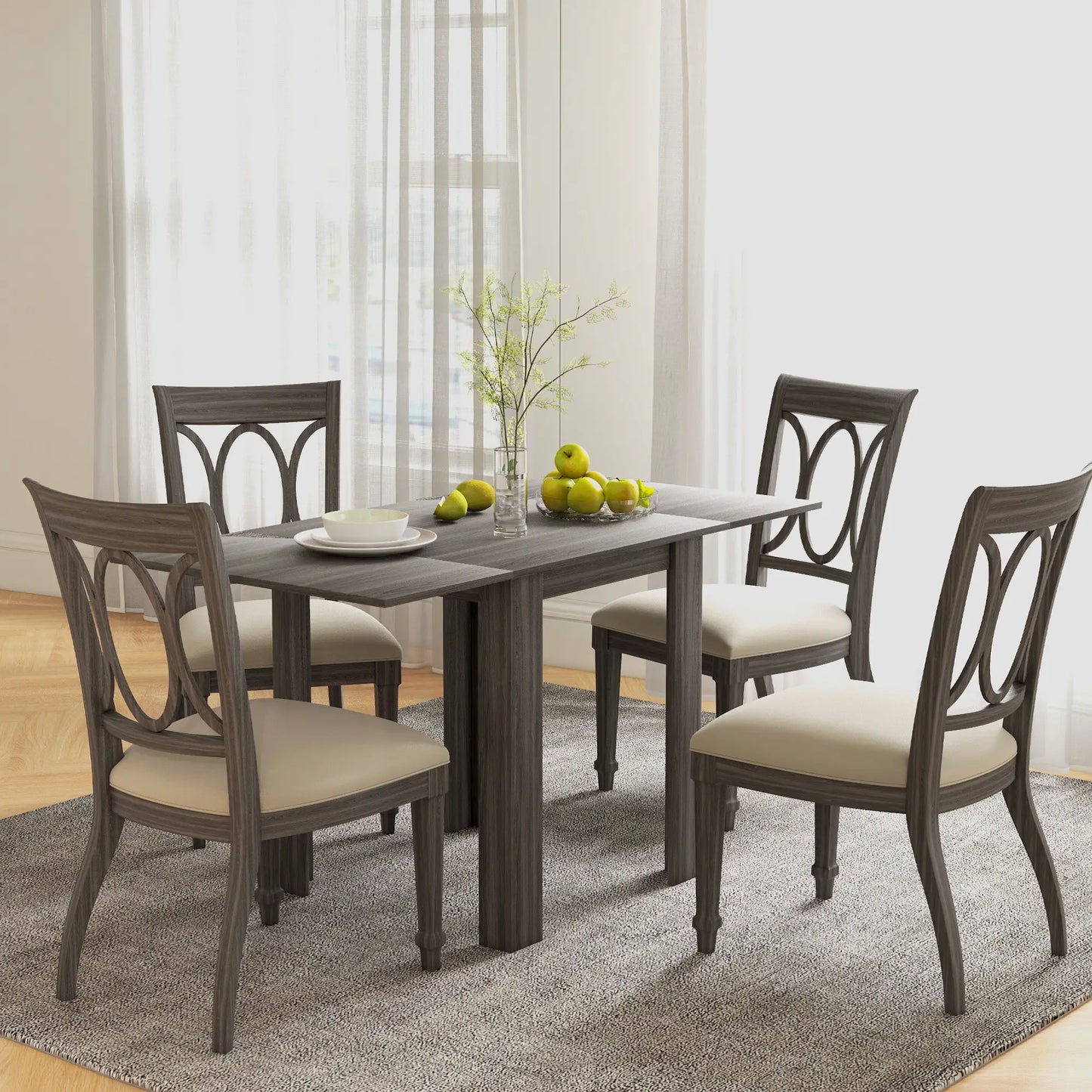 Folding Extendable Dining Table, Drop Leaf, for 2-4 People, Grey Bar Tables & Dining Tables at Gallery Canada