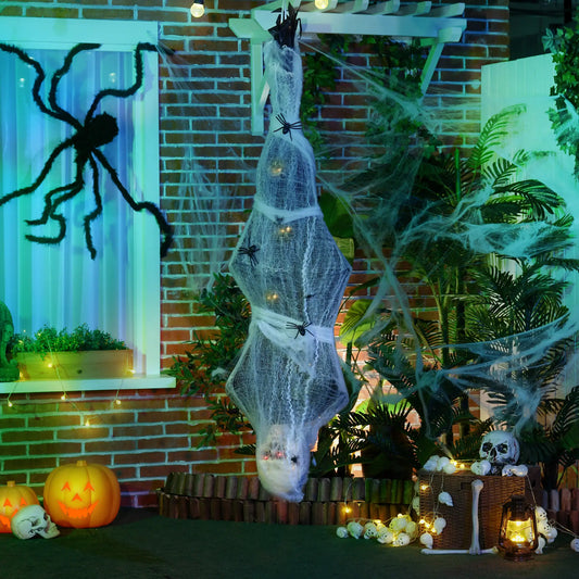 55.9 Inch Life Size Hanging Mummy with Spider Web, Animated, Motion Activated Halloween Decorations Multi Colour at Gallery Canada