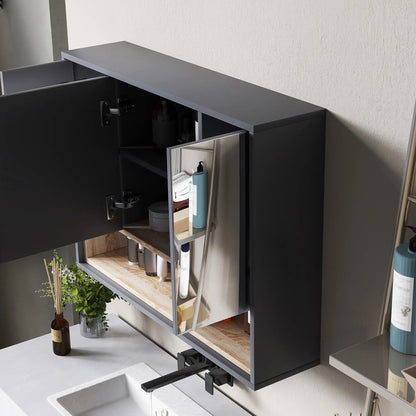 Wall Mounted Medicine Cabinet with Mirror, Shelves, Grey Mirror Medicine Cabinets at Gallery Canada