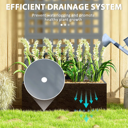 Galvanized Raised Garden Bed Planter Box, 35"x16"x70" Grey Wood Effect, Grey