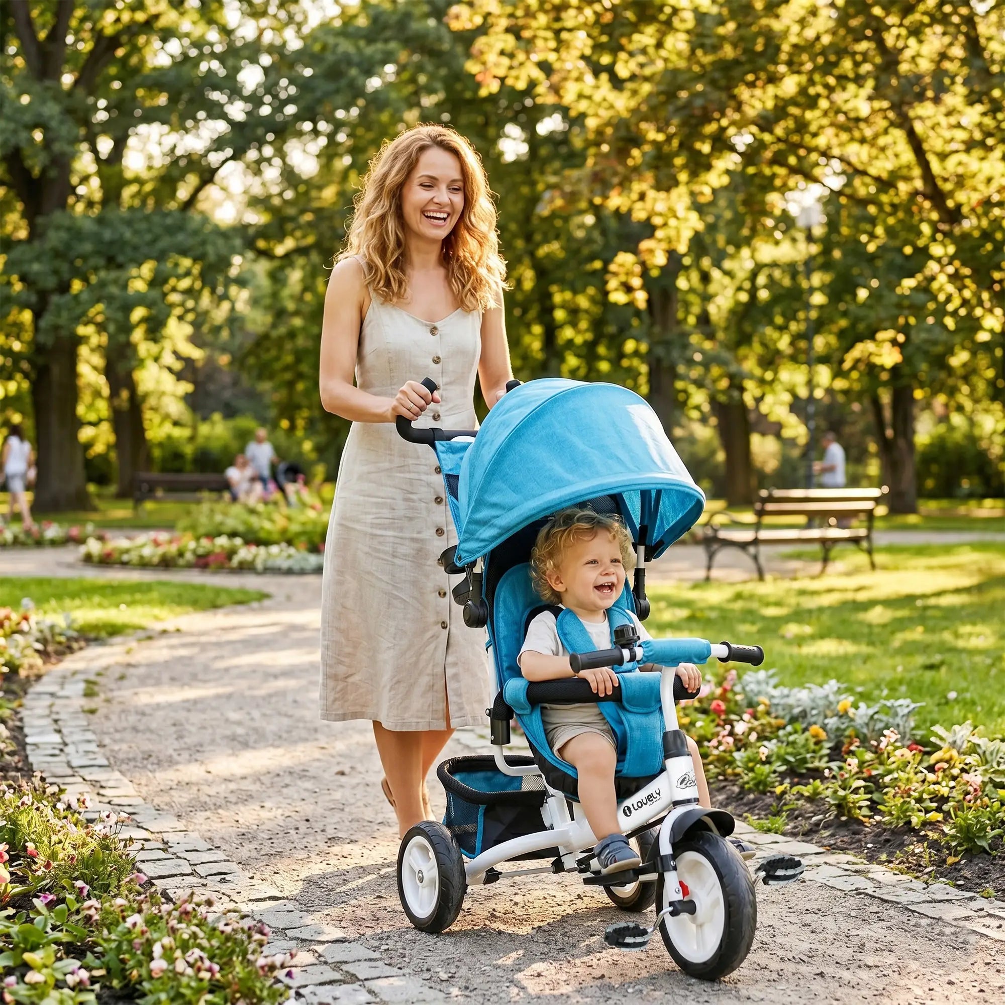 6 in 1 Tricycle for Toddlers, Parent-Push Handle, Blue Tricycles for Kids at Gallery Canada