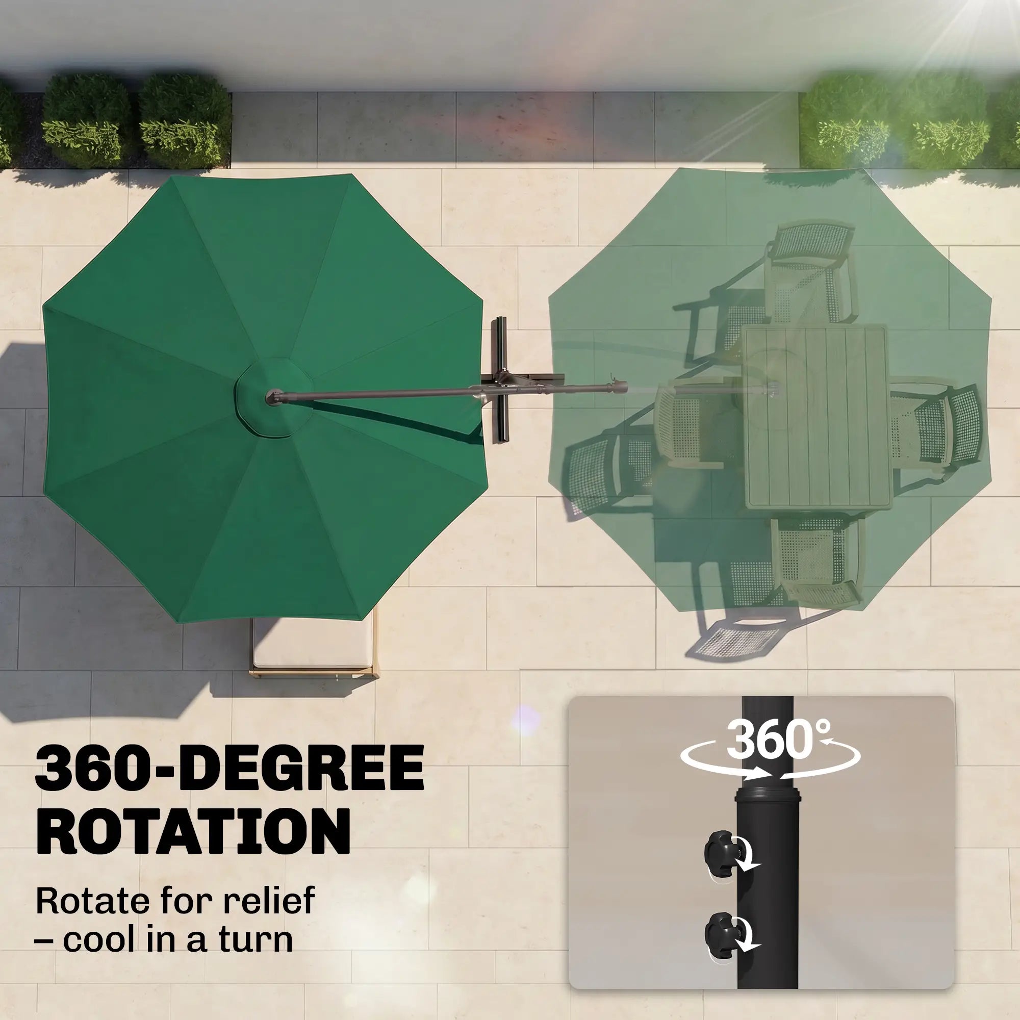 10' Deluxe Patio Umbrella, Offset Sunshade with Crank, Dark Green Cantilever Umbrellas at Gallery Canada