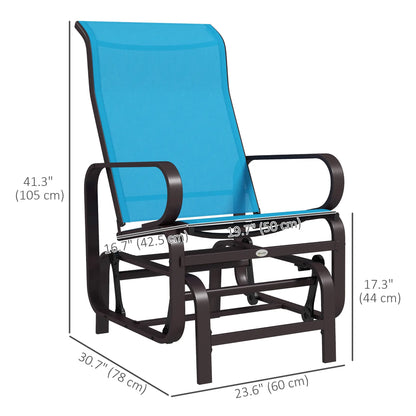 Patio Glider with Mesh Fabric, Outdoor Rocking Chair, Blue Outdoor Gliders at Gallery Canada