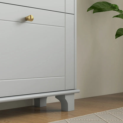 Narrow Shoe Storage, 3 Flip Drawers, Adjustable Shelves, Holds 12 Pairs, Grey Shoe Storage Cabinets & Racks at Gallery Canada