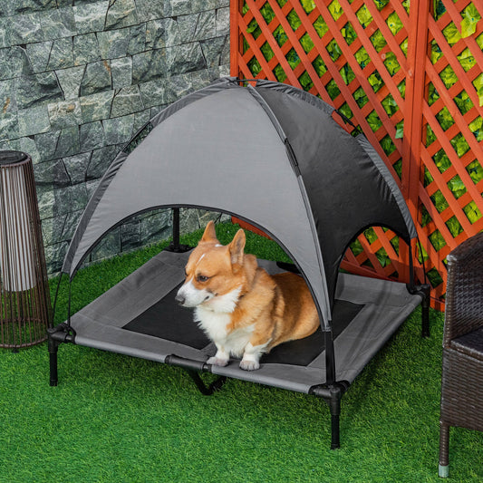 Large Elevated Dog Bed 6.2" L X 29.9" W 36.2" H Foldable Outdoor Cat Dog Canopy Cot w/ Carry Bag Grey - Gallery Canada