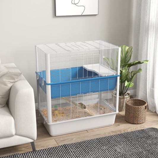 Large Hamster Cage with Accessories, Rat Cage Gerbil Habitat with Detachable Bottom, Ramps, Platform, Food Bowl, Water Bottle, 31" x 18" x 35" - Gallery Canada