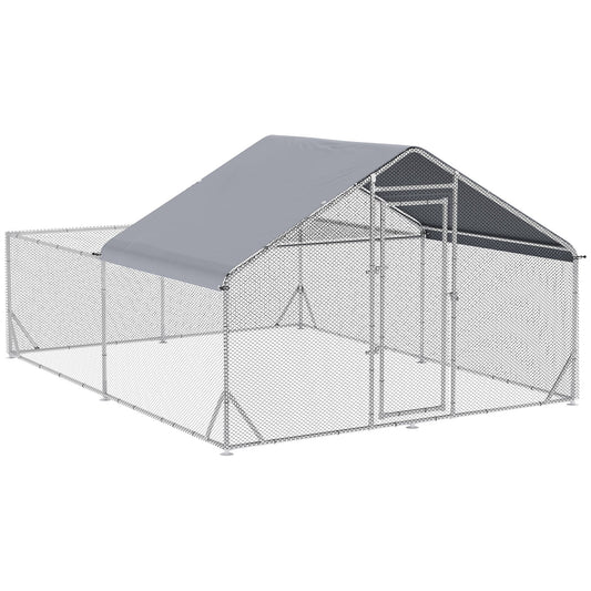 Large Metal Chicken Coop, Hen Run House with Anti-Ultraviolet Cover, Walk-in Poultry Cage for Ducks, Rabbits, Outdoor Backyard Farm, 13.1' x 9.8' x 6.4' - Gallery Canada