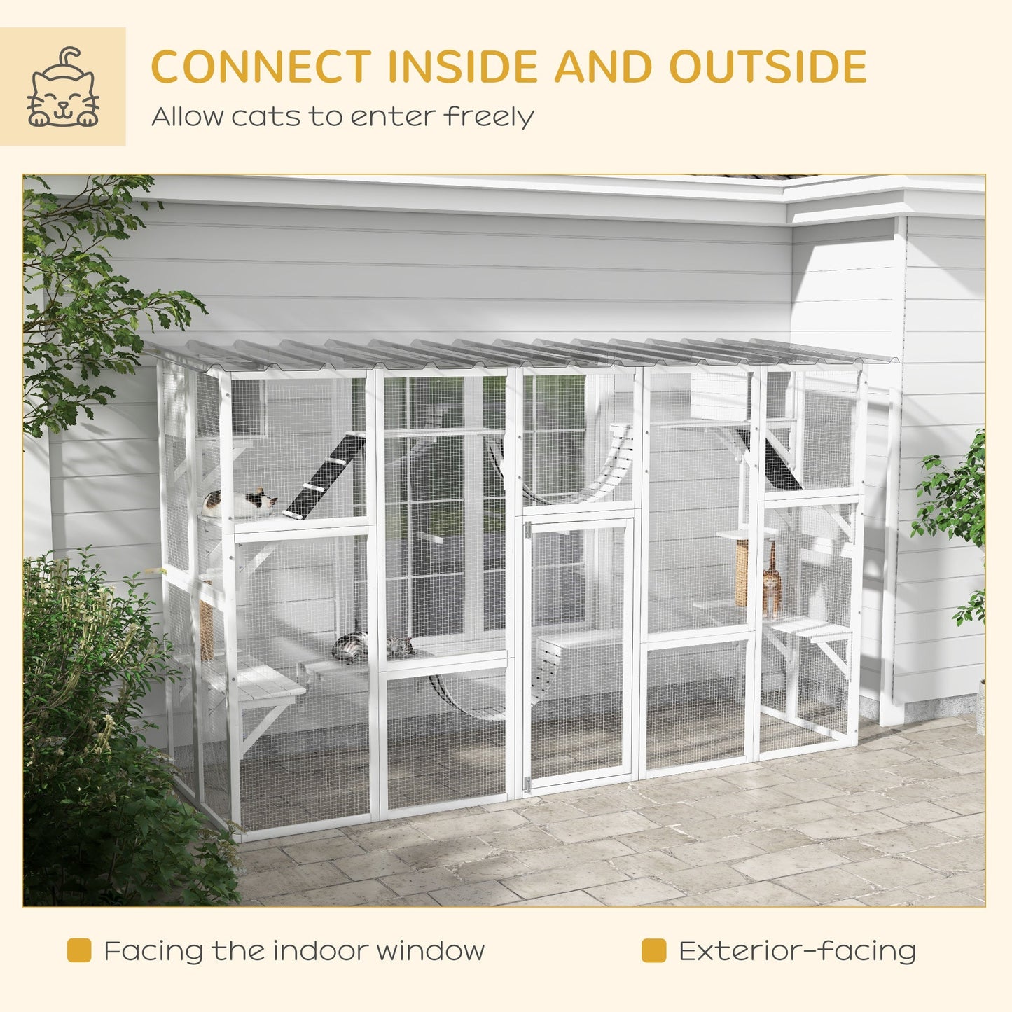 Large Outdoor Catio with Condos, Platforms, Doors, Ladders, Weather-Resistant Roof, White at Gallery Canada