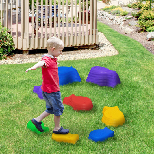 Larger Size Stepping Stones Kids, 8 Pieces Stackable Balance River Stones, Non-slip Obstacle Course for Kids Sensory Play, Outdoor Indoor for 3-8 Years Old - Gallery Canada
