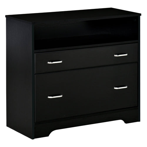 Lateral File Cabinet with 2 Drawers, Filing Cabinet for Hanging Letter Sized Files, Office Printer Stand, Black