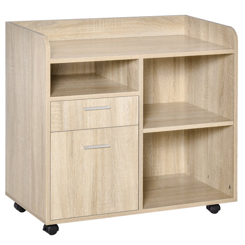 Lateral Filing Cabinet, Printer Stand, Mobile File Cabinet with Drawer for Letter or A4 File, Home Office, Oak