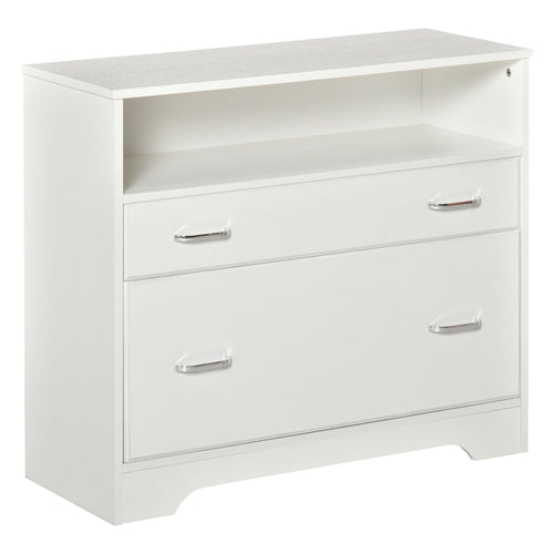 Lateral Filing Cabinet with 2 Drawers, File Cabinet for Hanging Letter Sized Files, Office Printer Stand, White