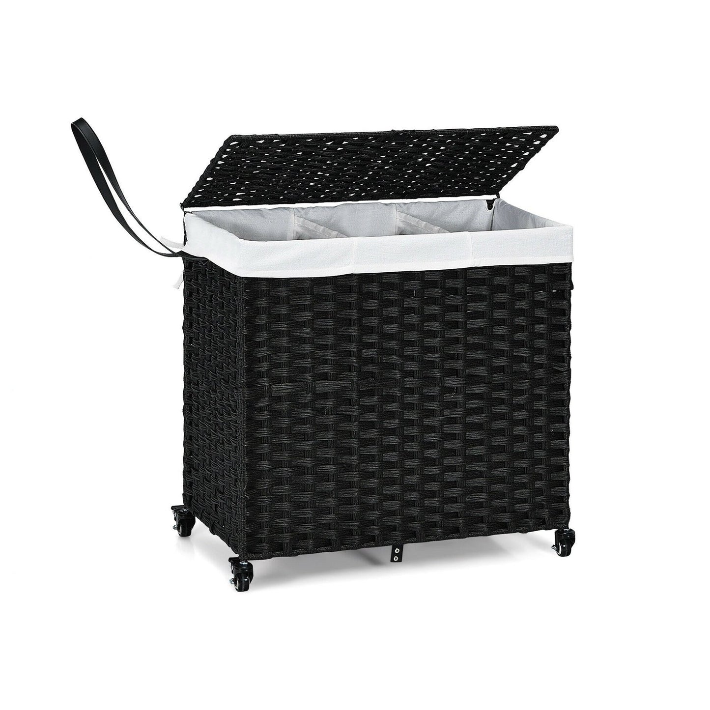 Laundry Hamper with Wheels and Lid, Black at Gallery Canada
