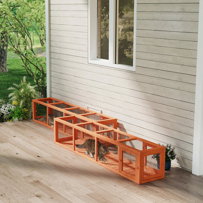79" L-Shape Cat Tunnel, Extendable Enclosure, Indoor Outdoor, Orange Outdoor Cat Enclosures at Gallery Canada