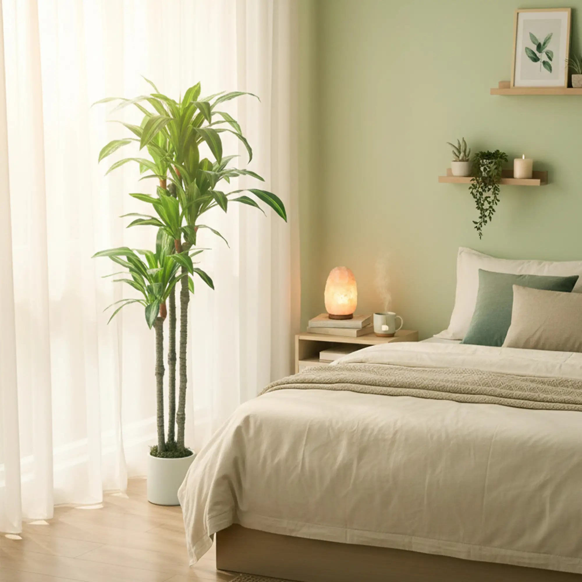 5FT Artificial Dracaena Plant, Bendable Trunks, Green Artificial Trees at Gallery Canada