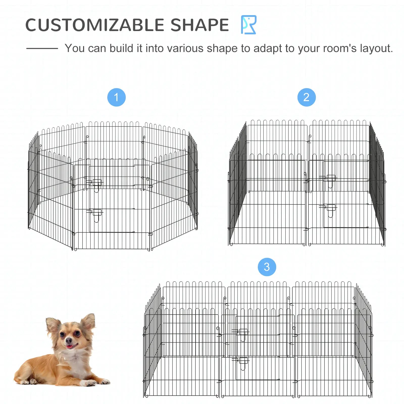 30inch 8-Panel Octagon Pet Playpen, Foldable Dog Cage, Black Houses, Kennels & Pens at Gallery Canada