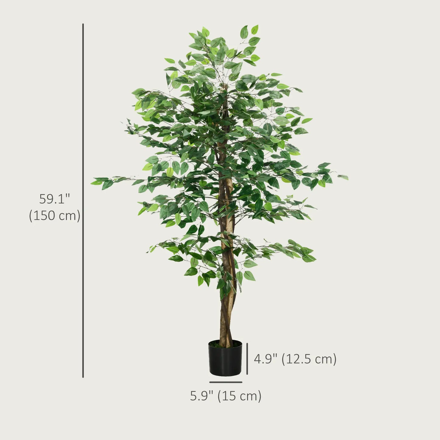 5ft Artificial Ficus Tree, Indoor Fake Plant With Pot Artificial Trees at Gallery Canada