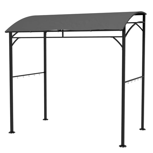 7' x 5' Charcoal Grey Garden Grill Canopy, BBQ Gazebo Tent With Steel Frame, Charcoal Grey