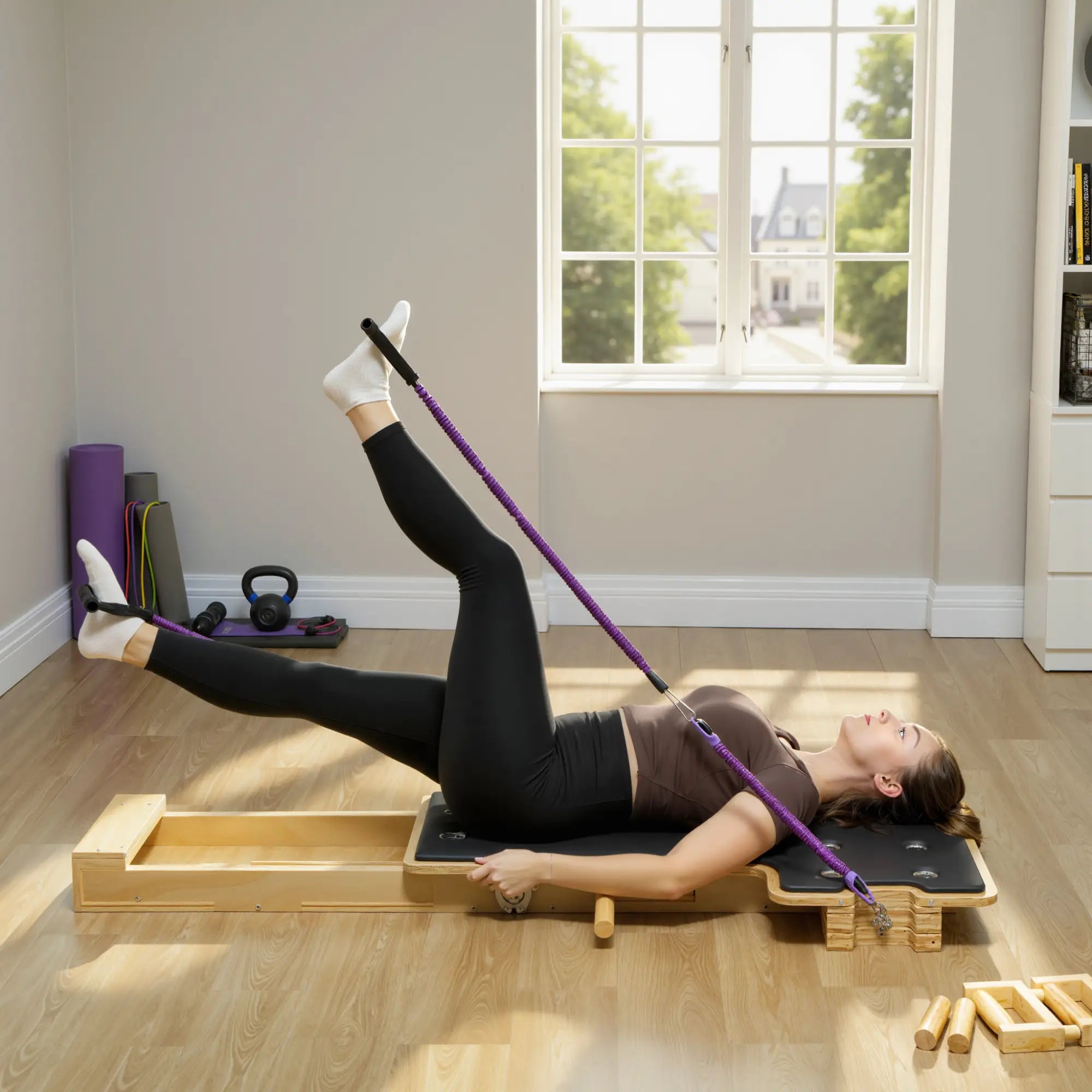 Portable Pilates Reformer Machine, Multifunctional Board With Resistance Bands Aerobic Equipment at Gallery Canada