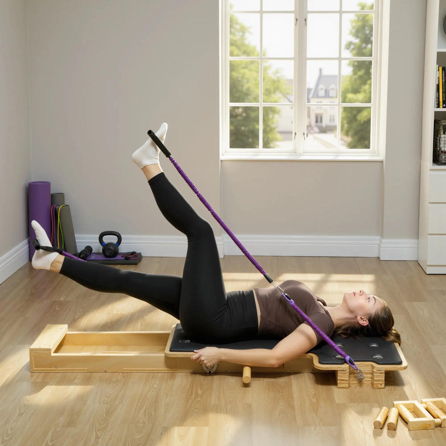 Portable Pilates Reformer Machine, Multifunctional Board With Resistance Bands Aerobic Equipment at Gallery Canada