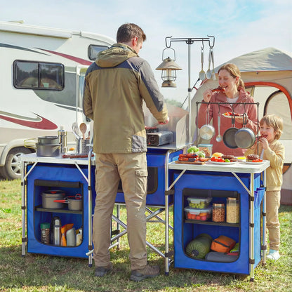 Portable Aluminum Camping Table, Fabric Cupboards, Windshield, Blue Picnic Tables & Camping Chairs at Gallery Canada