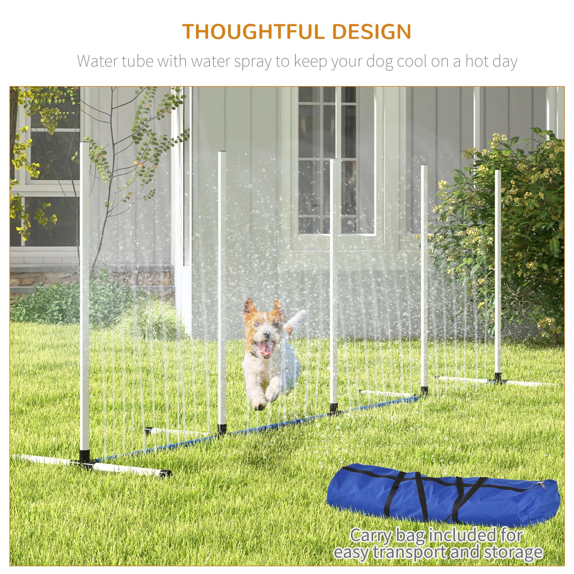 2PCs Dog Agility Kit, Weave Poles, Spray Tube, Whistle, Carry Bag, White Dog Agility Training Equipment at Gallery Canada
