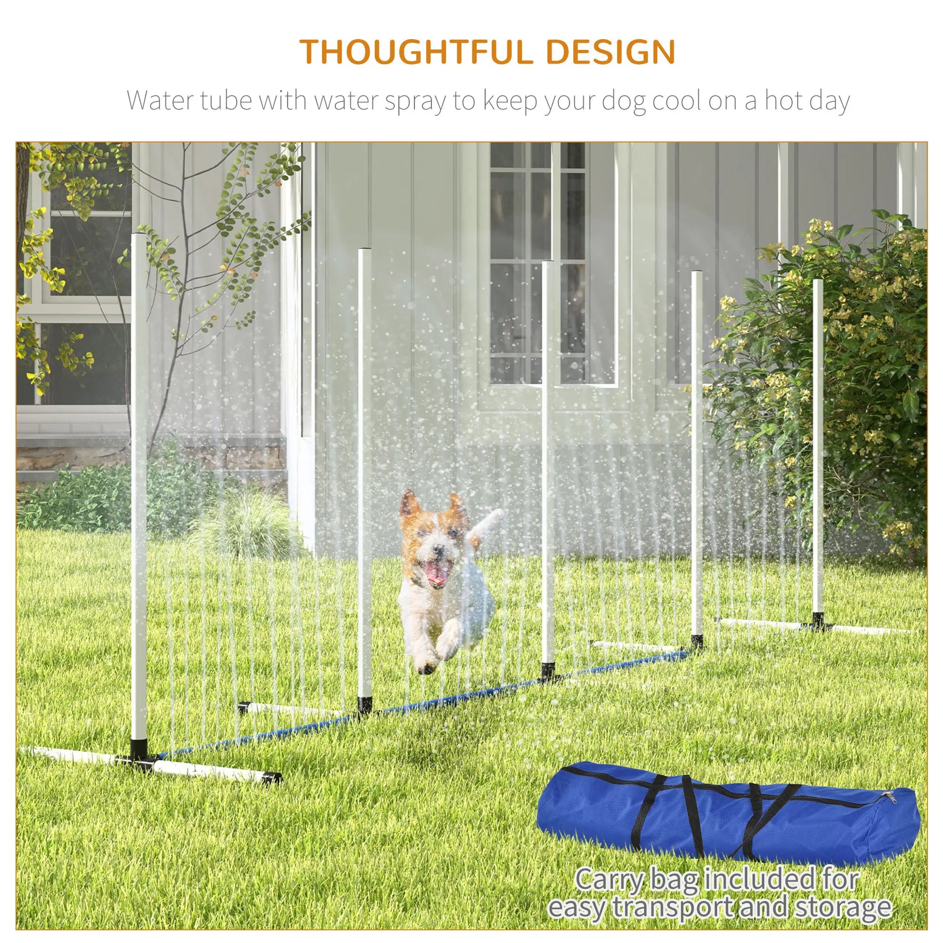 2PCs Dog Agility Kit, Weave Poles, Spray Tube, Whistle, Carry Bag, White Dog Agility Training Equipment at Gallery Canada