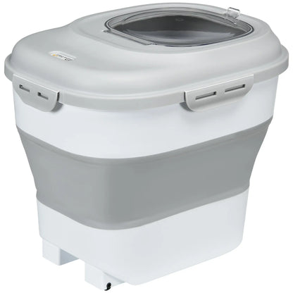 6-30lb Collapsible Dog Food Container, Airtight Lids, Wheels, Grey Dog Bowls Grey at Gallery Canada