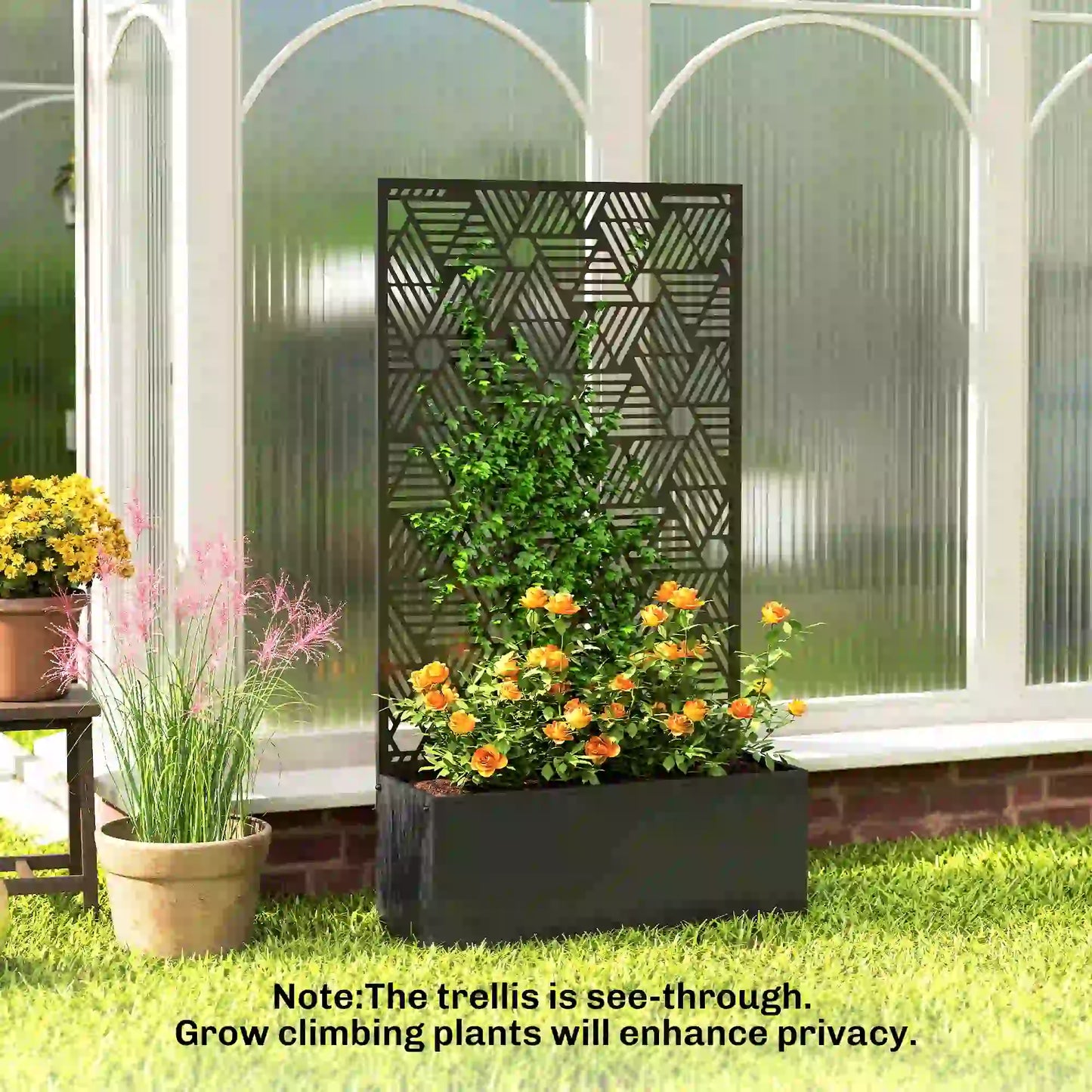 Metal Planter Box With Trellis, 44.5" Tall, Raised Garden Bed Galvanized Planter Boxes at Gallery Canada