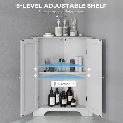 Modern Bathroom Storage Cabinet, Corner with Doors, Adjustable Shelf, White Bathroom Cabinets at Gallery Canada