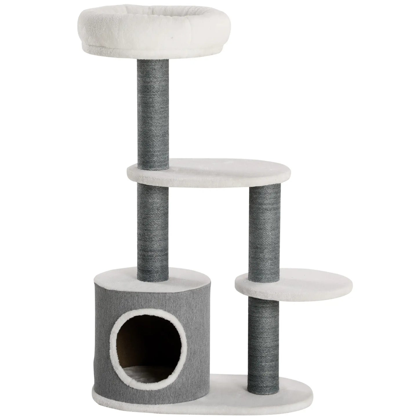 39" Cat Tree Tower, Multi-Level Activity Centre, Scratching Posts, White Cat Trees White, Grey at Gallery Canada