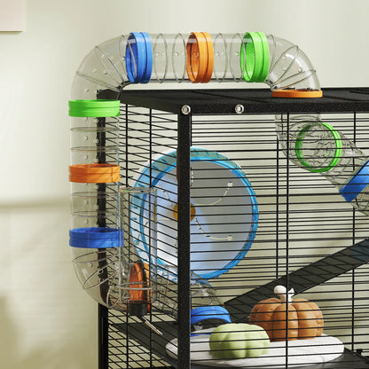 3 Tier Rolling Hamster Cage, 7" Deep Tray, Exercise Wheel, Tube System Hamster Cages at Gallery Canada