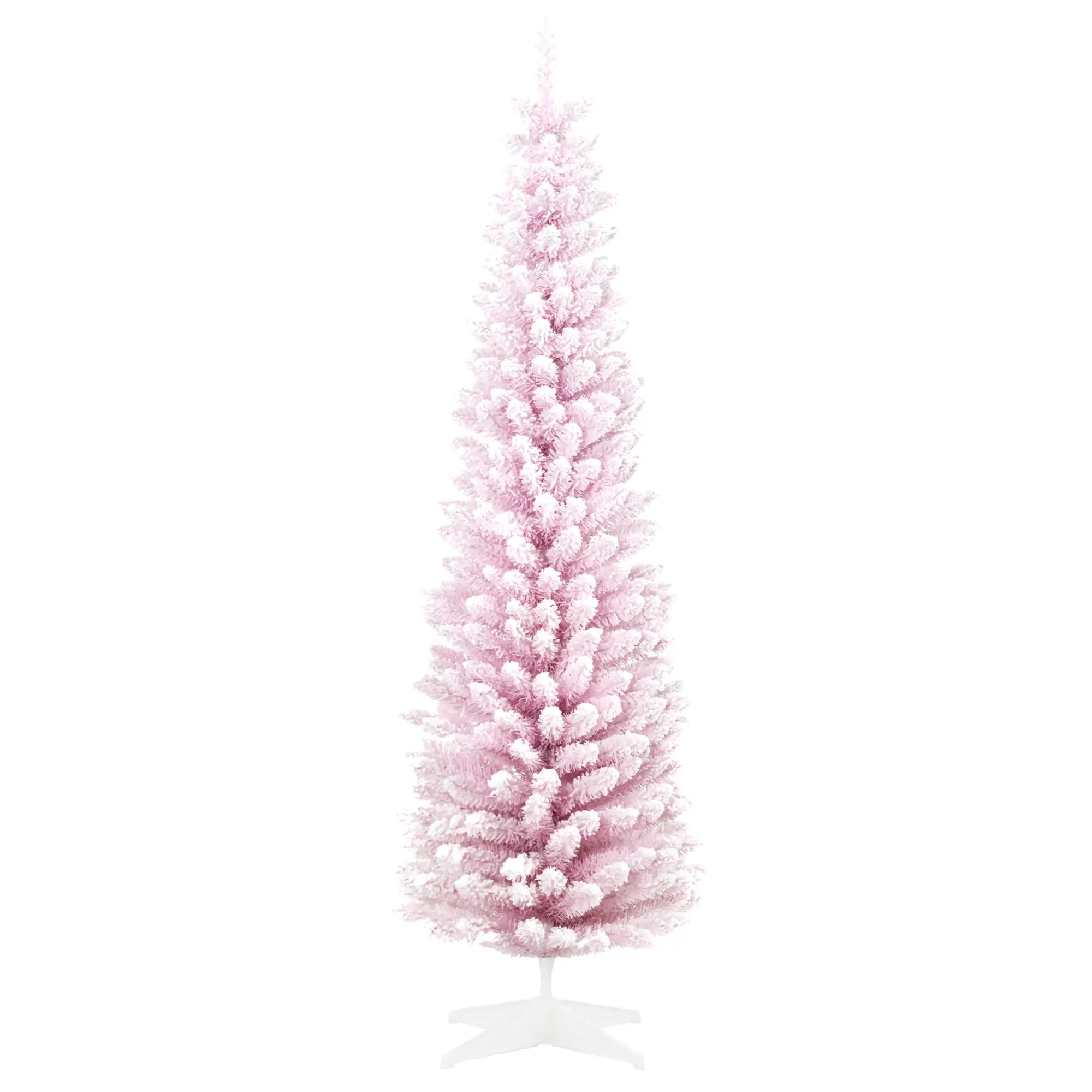 7ft Flocked Pencil Christmas Tree, Realistic Branches, Pink Flocked Christmas Trees Pink at Gallery Canada