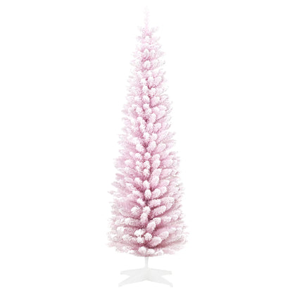 7ft Flocked Pencil Christmas Tree, Realistic Branches, Pink Flocked Christmas Trees Pink at Gallery Canada