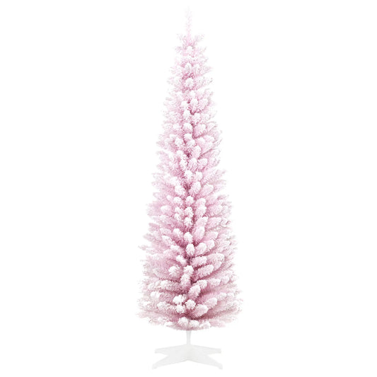 7ft Flocked Pencil Christmas Tree, Realistic Branches, Pink Flocked Christmas Trees Pink at Gallery Canada