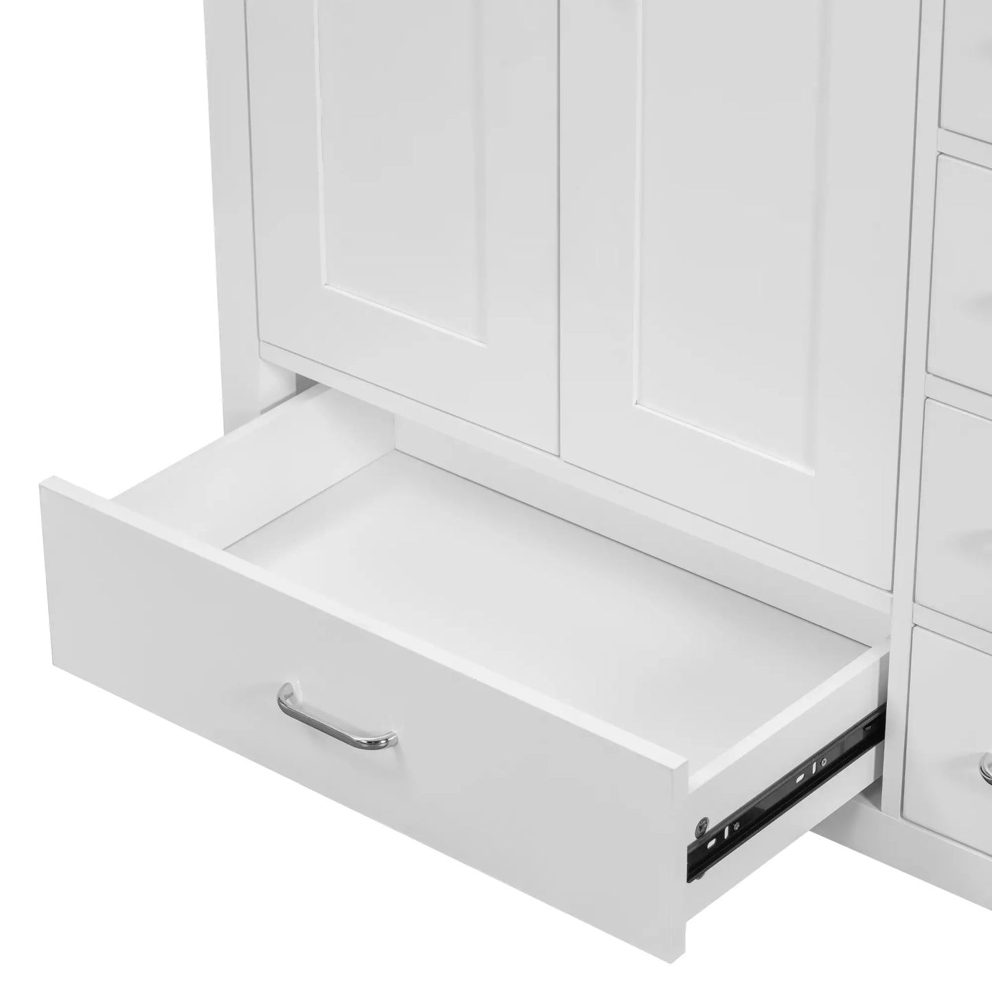 Bathroom Vanity, Ceramic Sink, 2 Soft Close Doors, 5 Drawers, 36" L x 18" W x 34" H, White Sink Cabinets at Gallery Canada