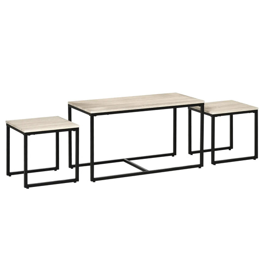 Nesting Coffee Table Set of 3, Metal Frame, Natural, Black Coffee Tables Natural Wood Grain, Black at Gallery Canada