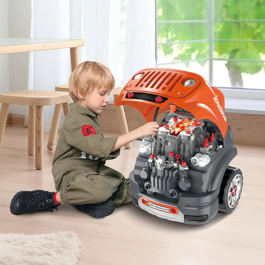 Kids Truck Engine Toys, Construction Educational Repair Car Tool Set with Light and Sound, Orange Workbench Toy Sets Orange, Black at Gallery Canada