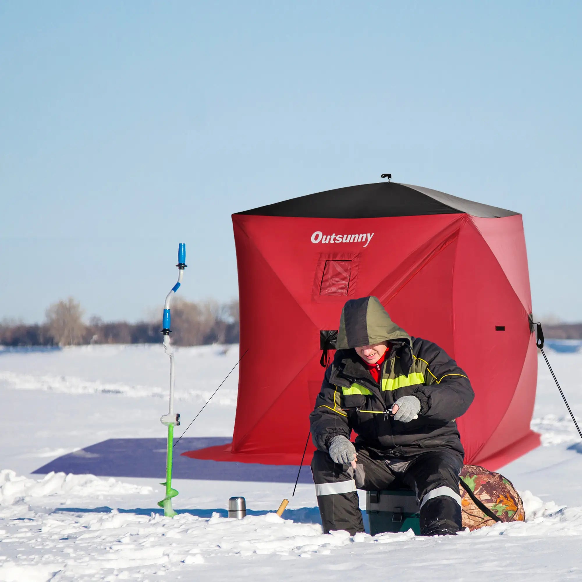 2 Person Pop Up Ice Fishing Tent, with Carry Bag, Red Ice Fishing Tents at Gallery Canada