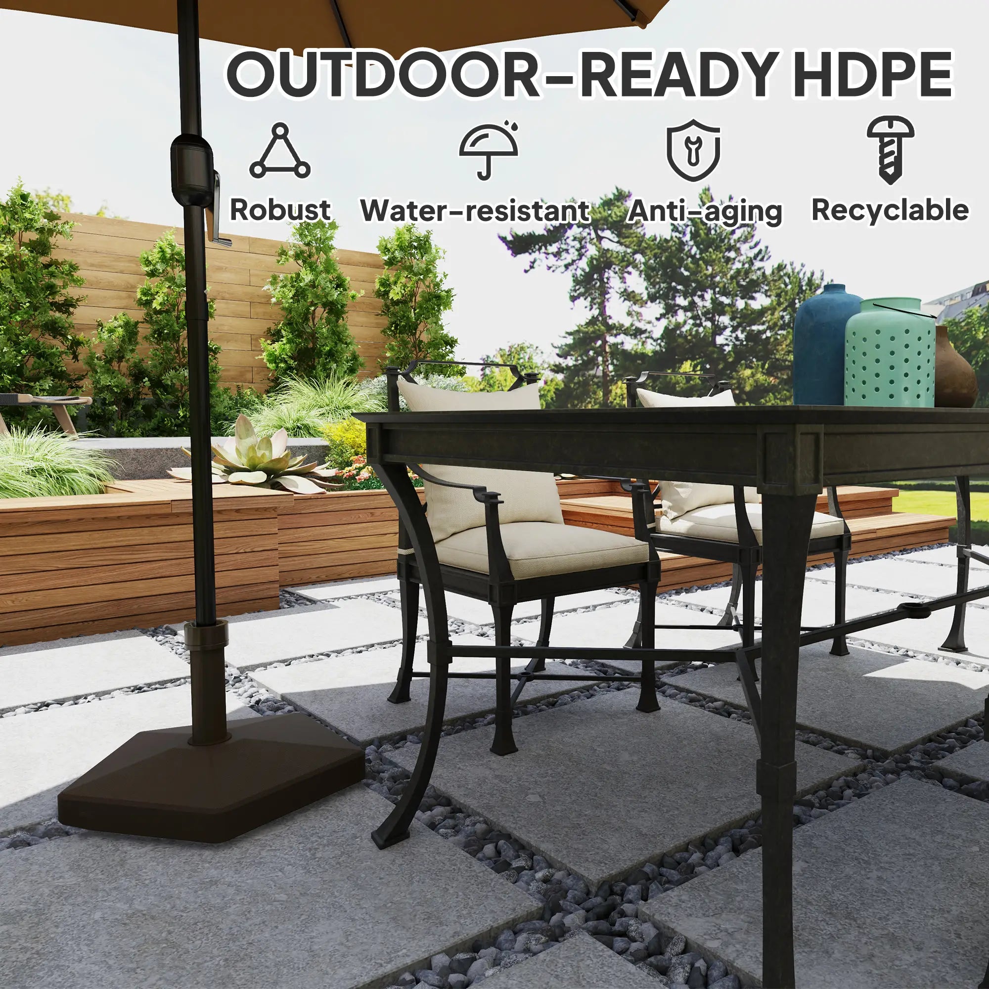 Heavy Duty Outdoor Umbrella Stand Base, Brown Umbrella Bases at Gallery Canada