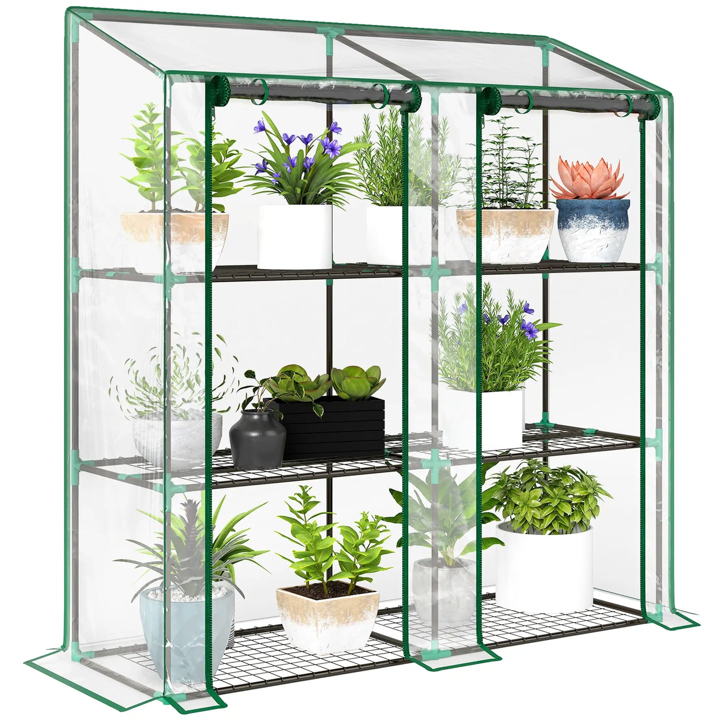 Portable Mini Greenhouse, 3 Tier Shelves, Reinforced Cover, 56.3" x 18.1" x 59.4" Greenhouses at Gallery Canada