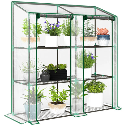 Portable Mini Greenhouse, 3 Tier Shelves, Reinforced Cover, 56.3" x 18.1" x 59.4" Greenhouses at Gallery Canada
