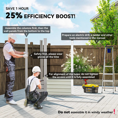 6 x 4FT Galvanized Garden Storage Shed, Metal Outdoor Shed, Light Grey