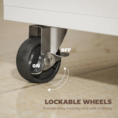 Mobile Printer Stand with Charging Station, Locking Filing Cabinet for A4 and Letter Size, White Office Cabinets & Cupboards at Gallery Canada